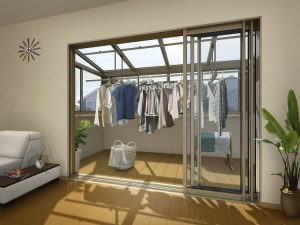 \悪天候でも洗濯物が干せる空間造り♪/【鳥取市の外構　富士ユニコン】サムネイル